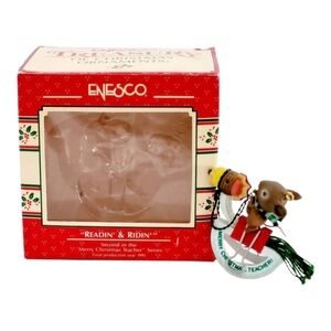 Enesco Ornament Readin & Ridin Second In The Merry Christmas Teacher Series 1989